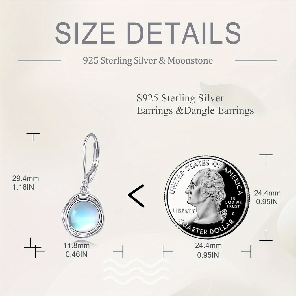 Synthetic Moonstone Earrings Dangle for Women 925 Sterling Silvery Leverback Earrings for Women Synthetic Moonstone Jewelry