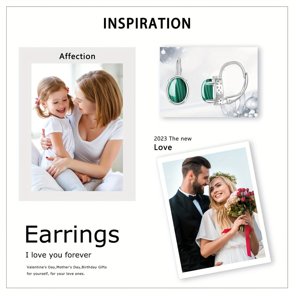 YFN Malachite Sterling Silver Leverback Earrings