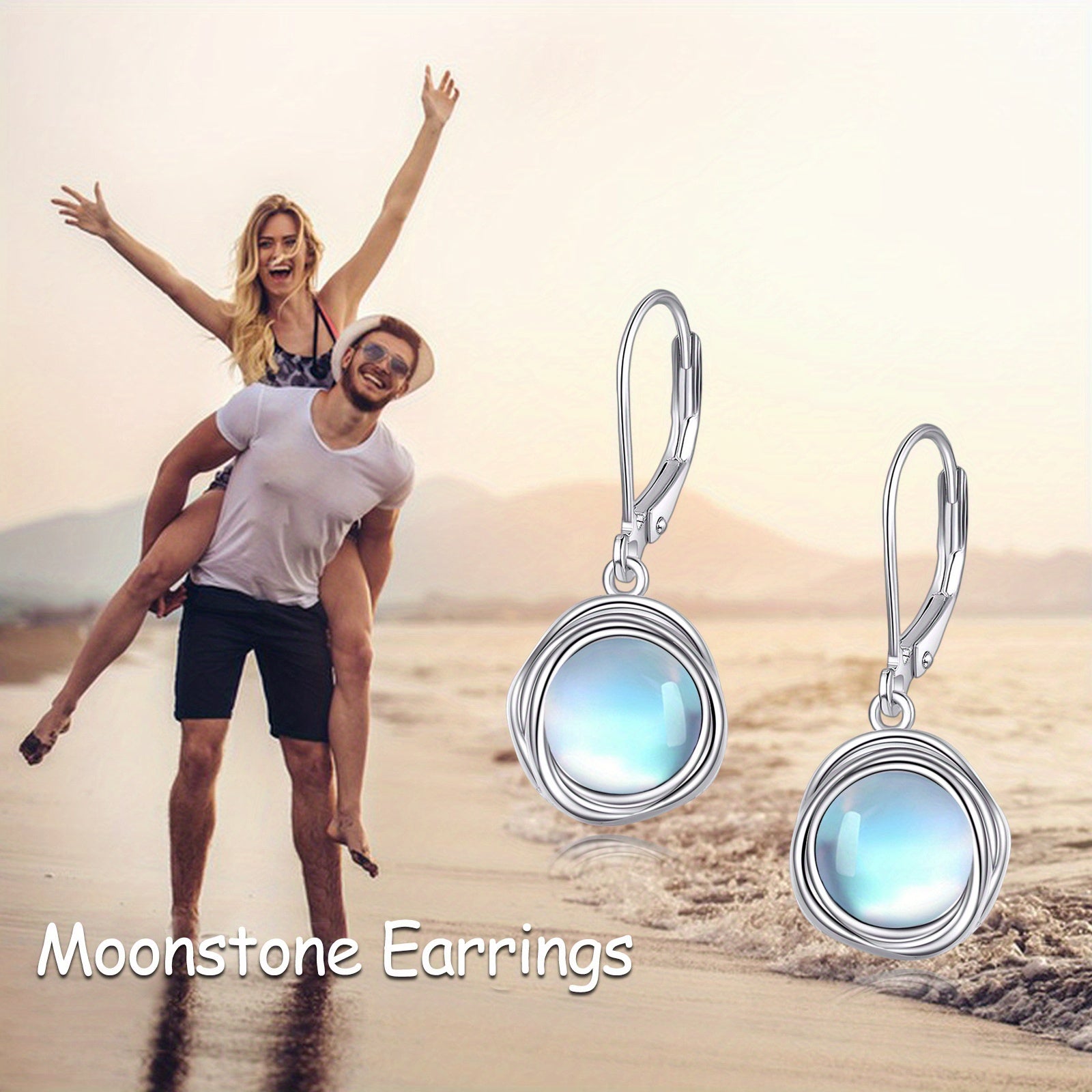 Synthetic Moonstone Earrings Dangle for Women 925 Sterling Silvery Leverback Earrings for Women Synthetic Moonstone Jewelry