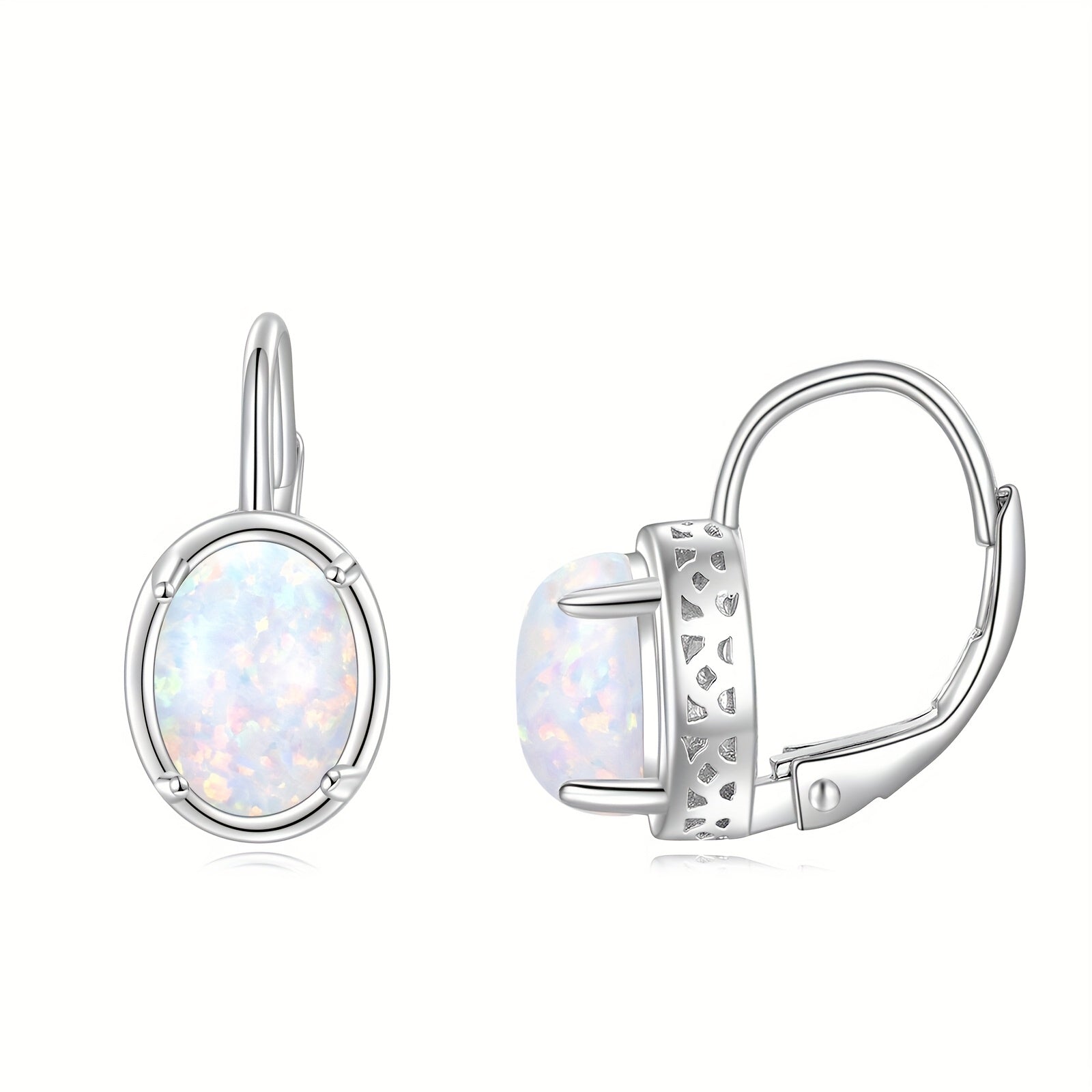 YFN 925 Sterling Silvery Opal Earrings for Women