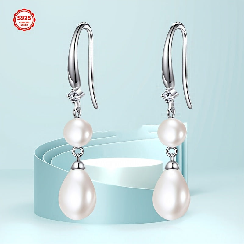 Shell Pearl Earrings for Women 925 Sterling Silver Vintage Dangle Earrings Shell Pearl Jewelry Mother'S Day