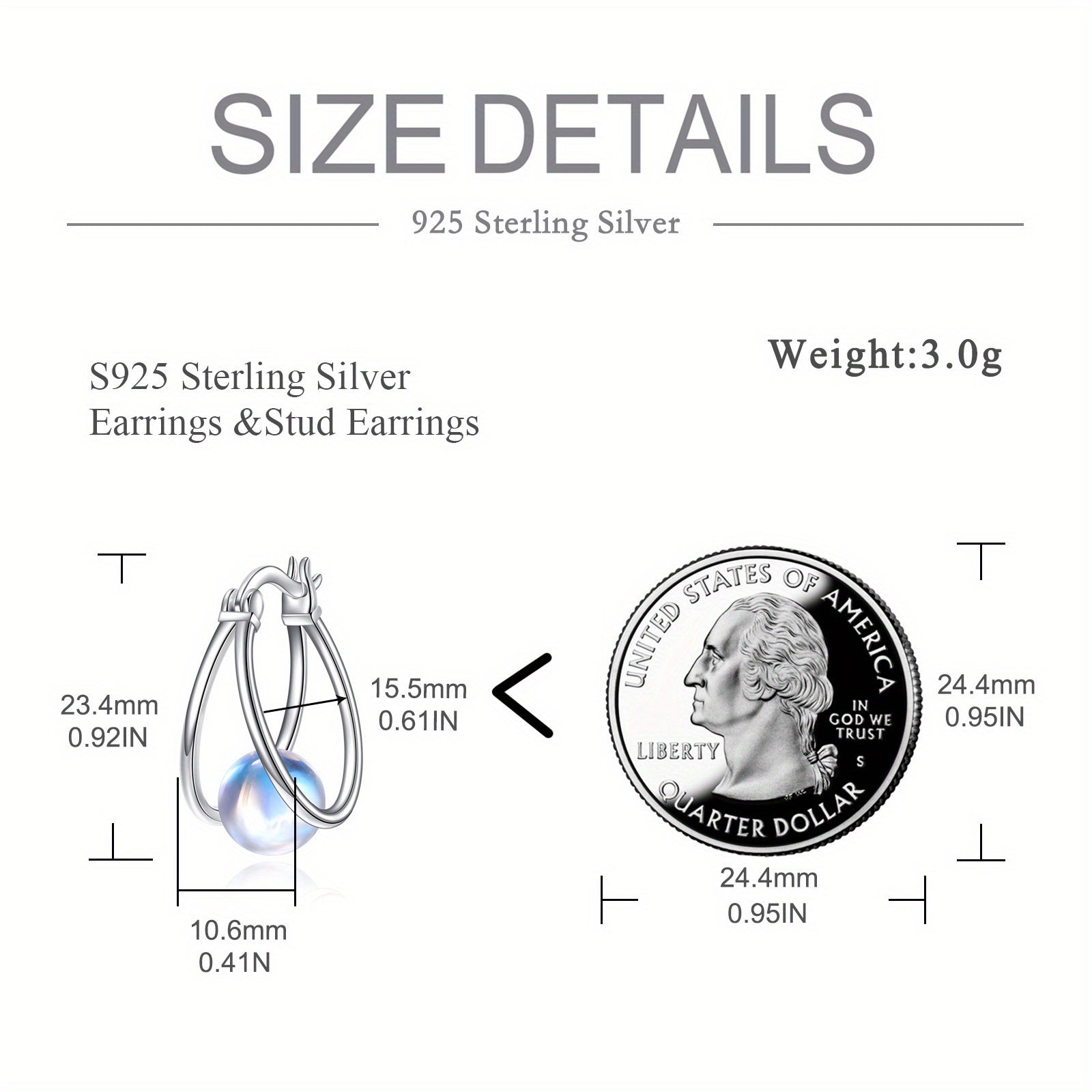 Synthetic Moonstone Earrings for Women 925 Sterling Silver Double Hoop Earrings Synthetic Moonstone Jewelry Gemstone Hoop Earrings