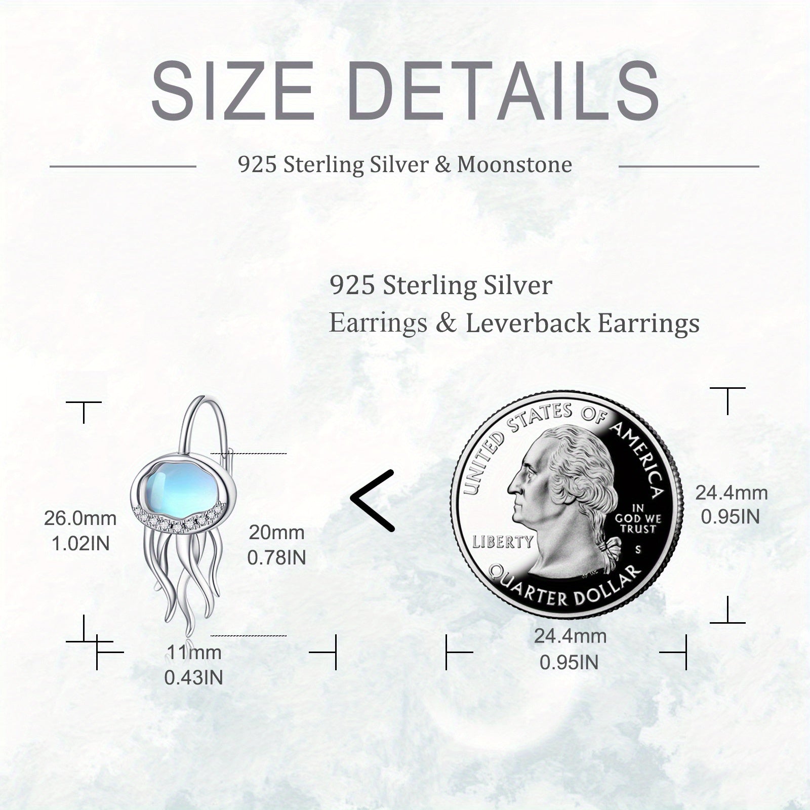 Jellyfish Earrings for Women 925 Sterling Silvery Synthetic Moonstone Leverback Earrings Ocean Hoop Bohemia Beach Jellyfish Jewelry