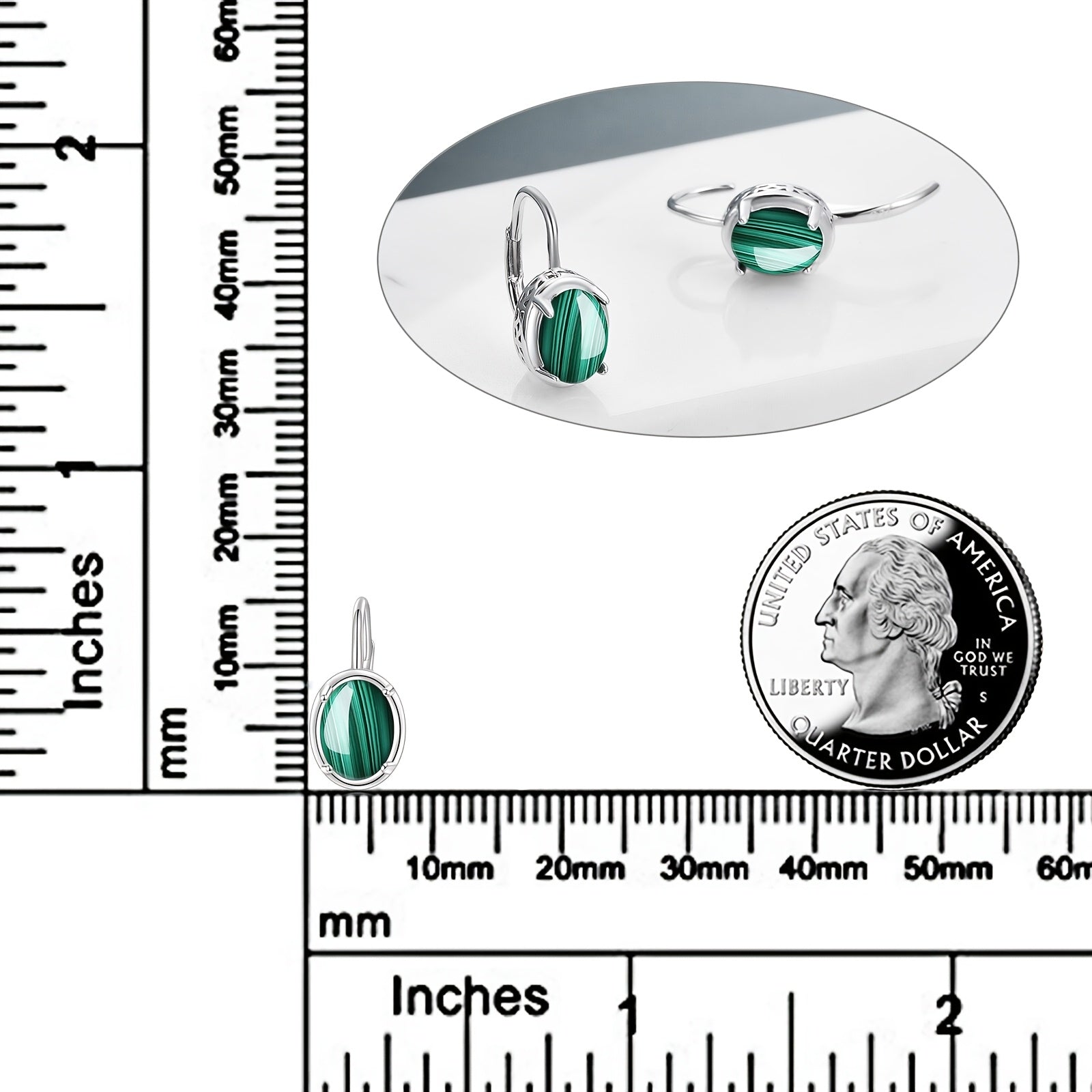 YFN Malachite Sterling Silver Leverback Earrings