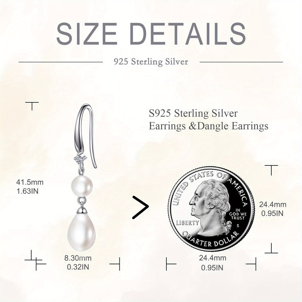 Shell Pearl Earrings for Women 925 Sterling Silver Vintage Dangle Earrings Shell Pearl Jewelry Mother'S Day
