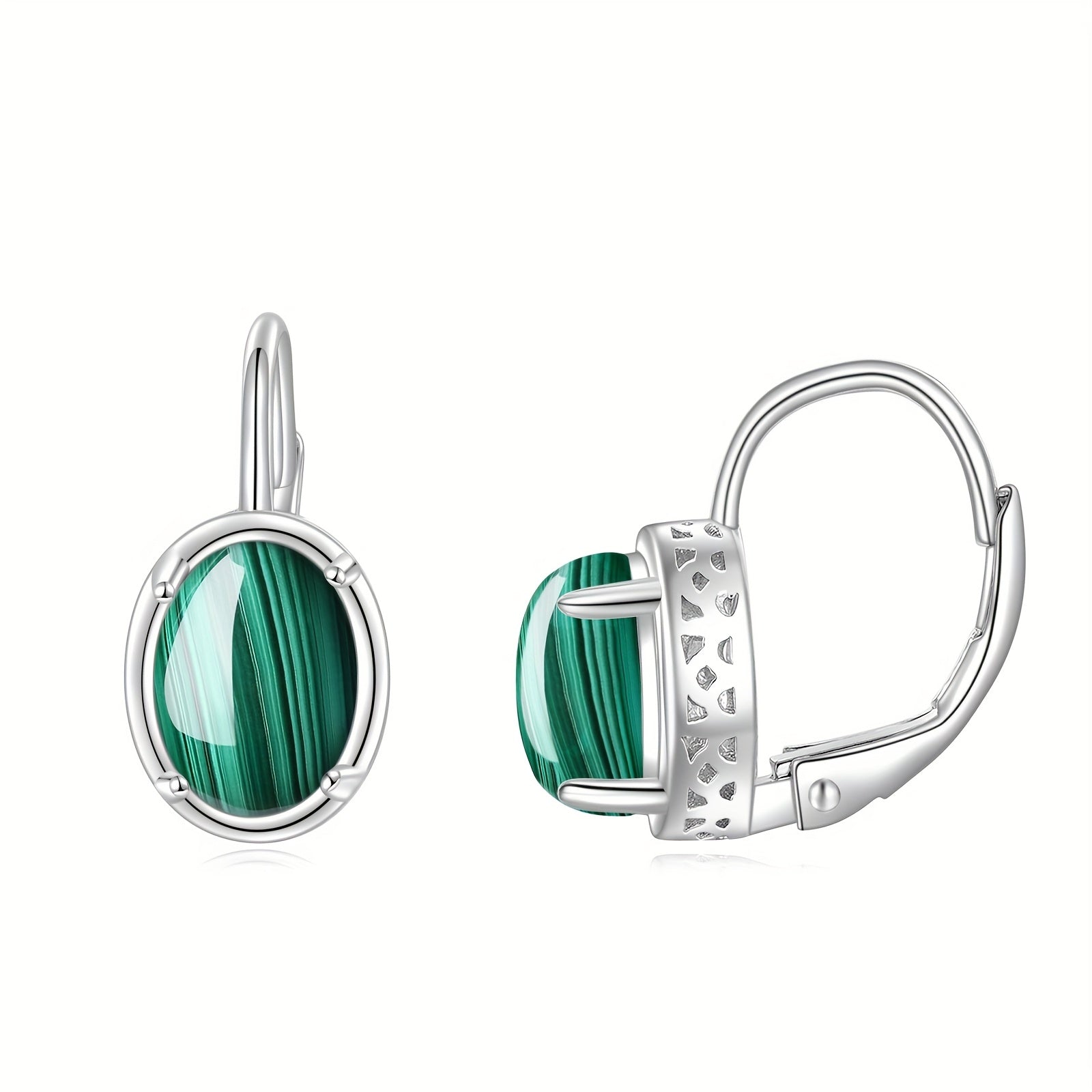 YFN Malachite Sterling Silver Leverback Earrings