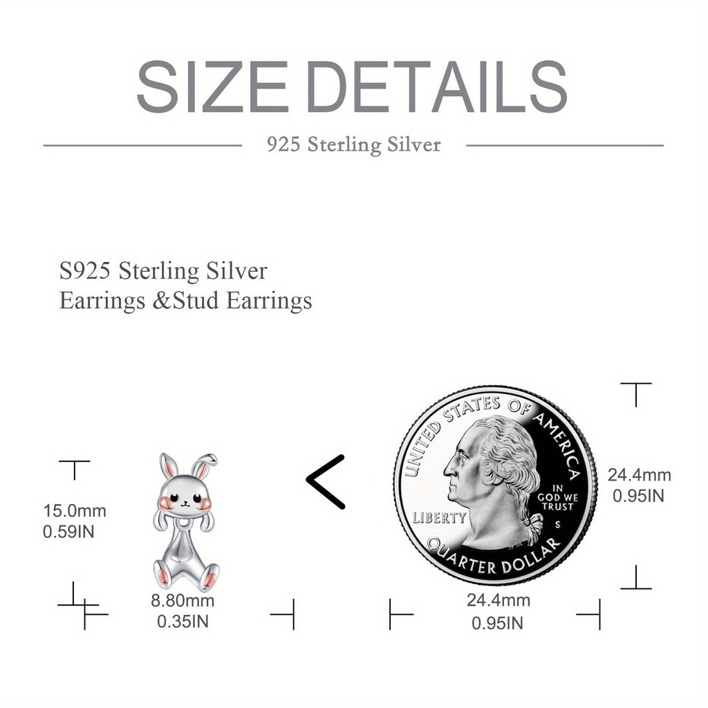 Bunny Earrings for Women 925 Sterling Silvery Rabbit Earrings Bunny Jewelry Animal Earrings Stud Gifts