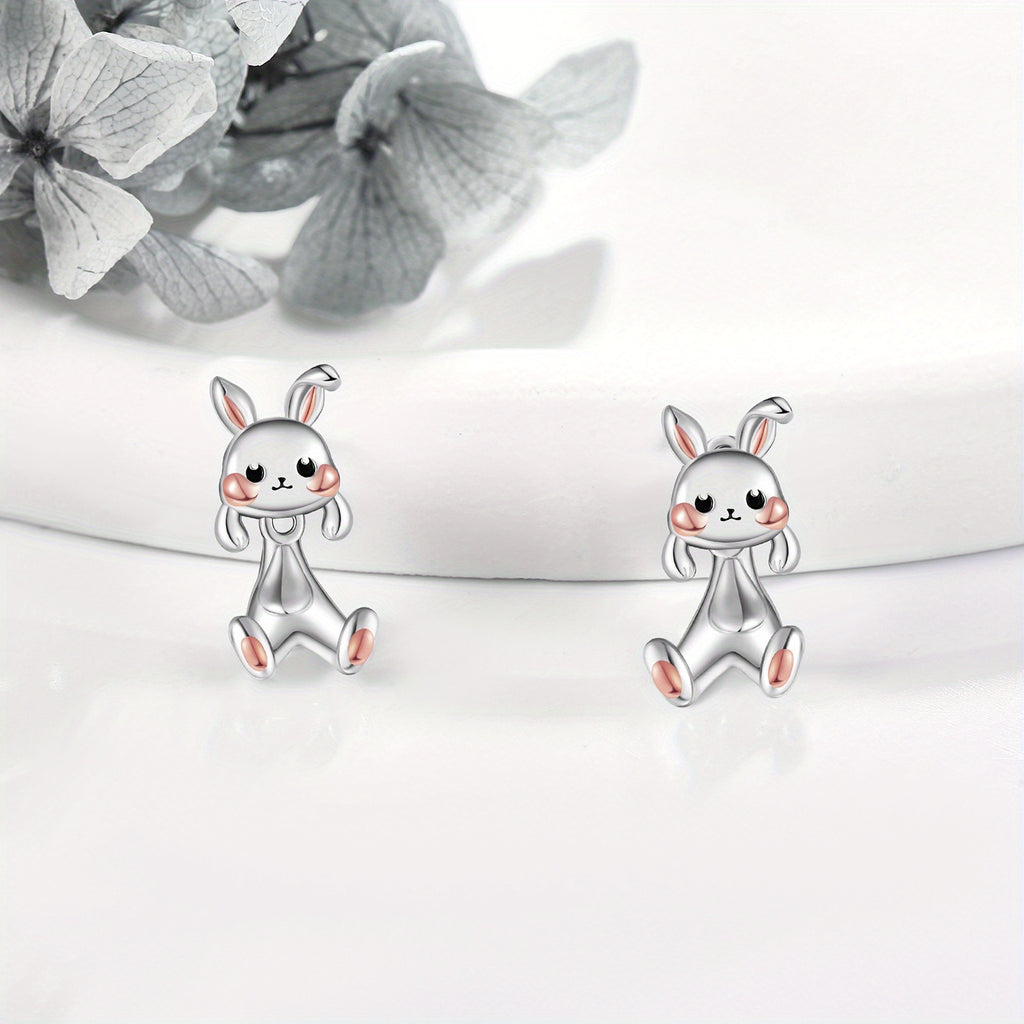 Bunny Earrings for Women 925 Sterling Silvery Rabbit Earrings Bunny Jewelry Animal Earrings Stud Gifts