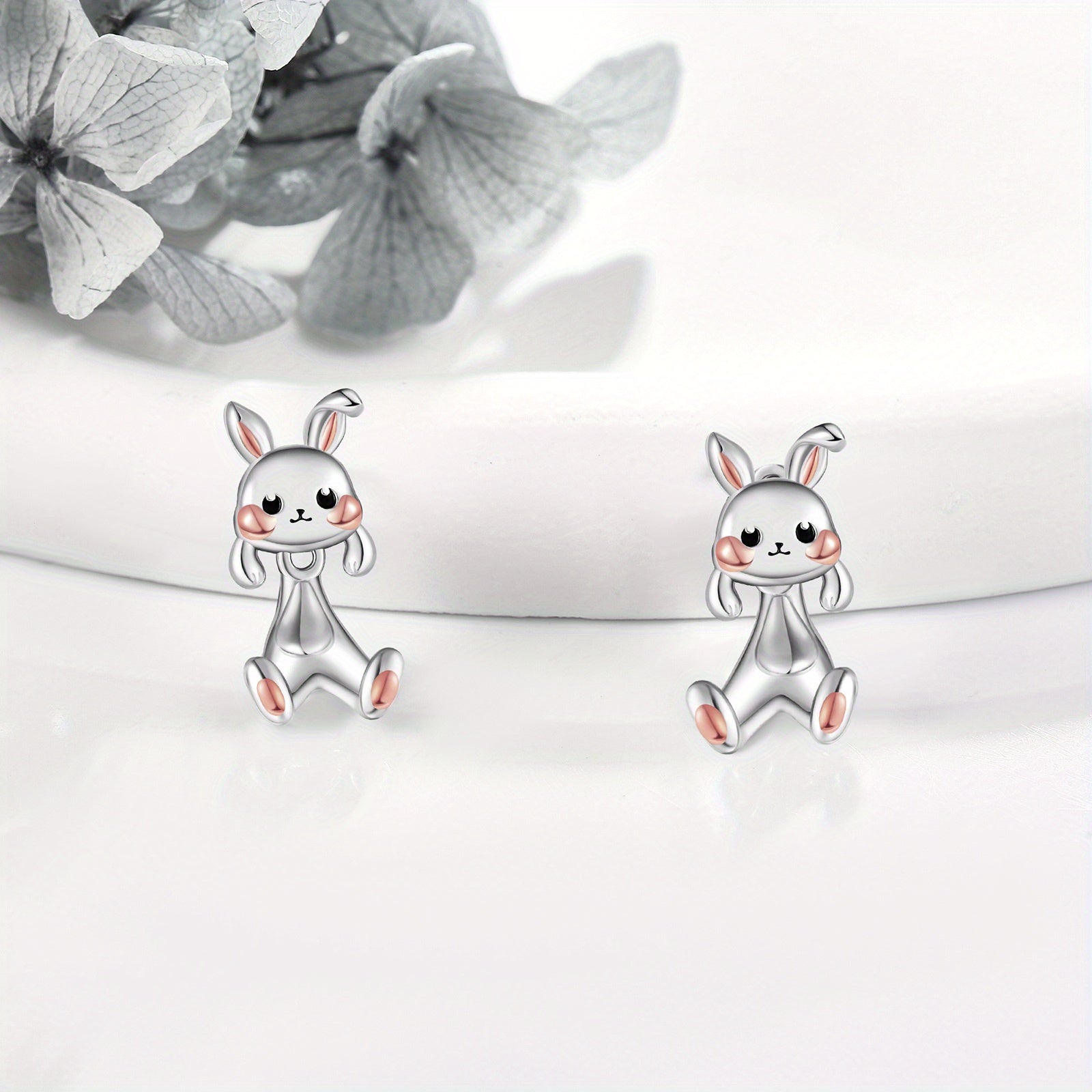Bunny Earrings for Women 925 Sterling Silvery Rabbit Earrings Bunny Jewelry Animal Earrings Stud Gifts