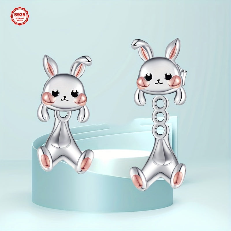 Bunny Earrings for Women 925 Sterling Silvery Rabbit Earrings Bunny Jewelry Animal Earrings Stud Gifts