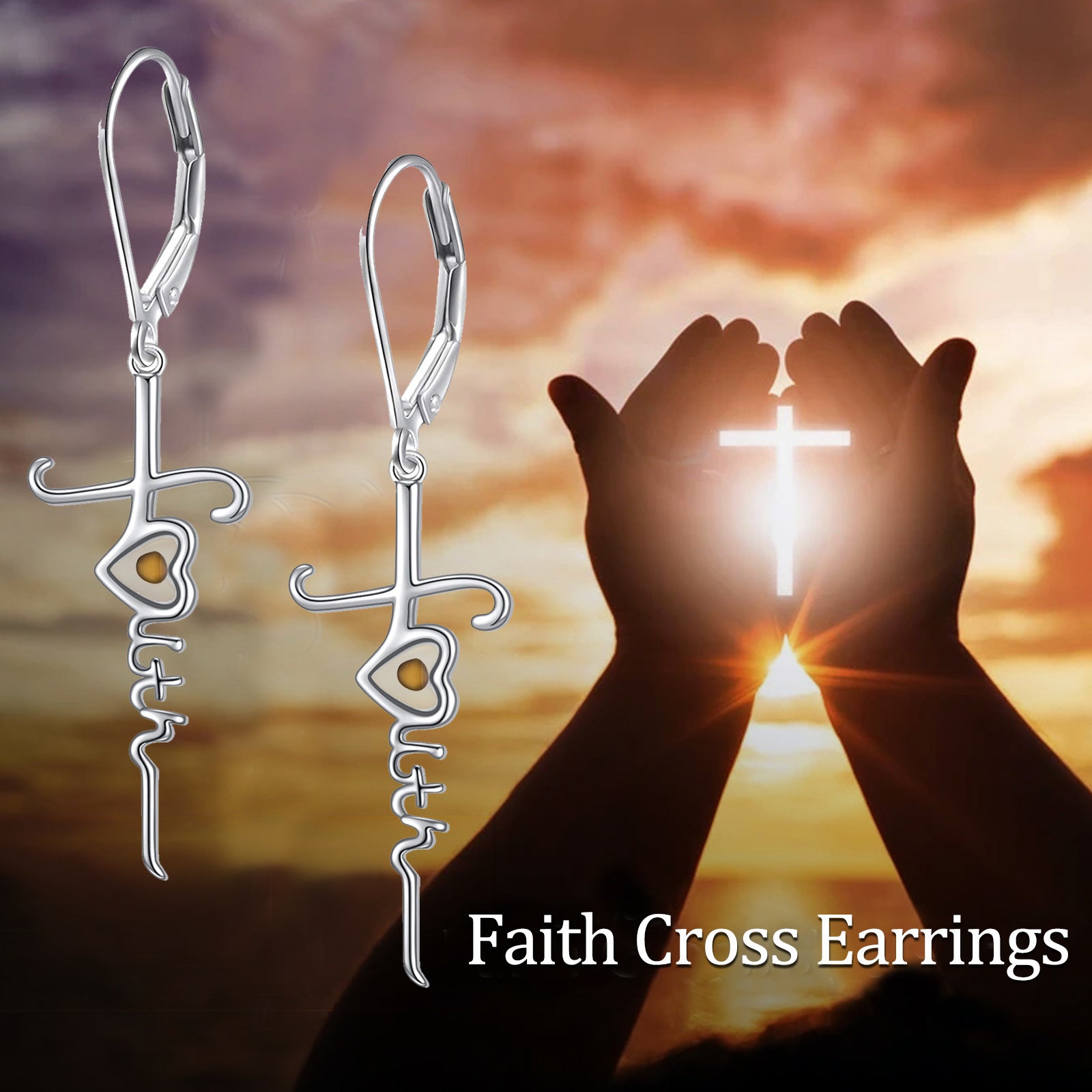 Cross Earrings for Women 925 Sterling Silver Mustard Seed Earrings for Women Hope Jewelry