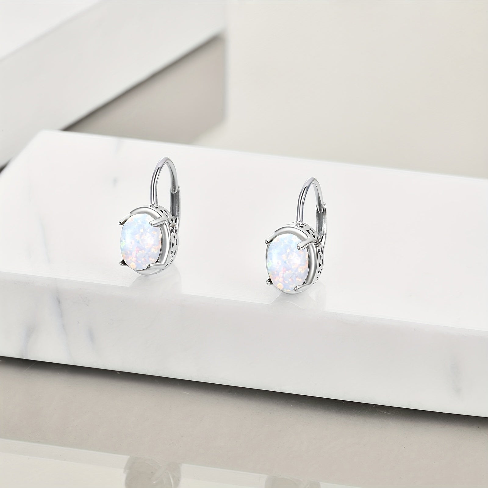 YFN 925 Sterling Silvery Opal Earrings for Women