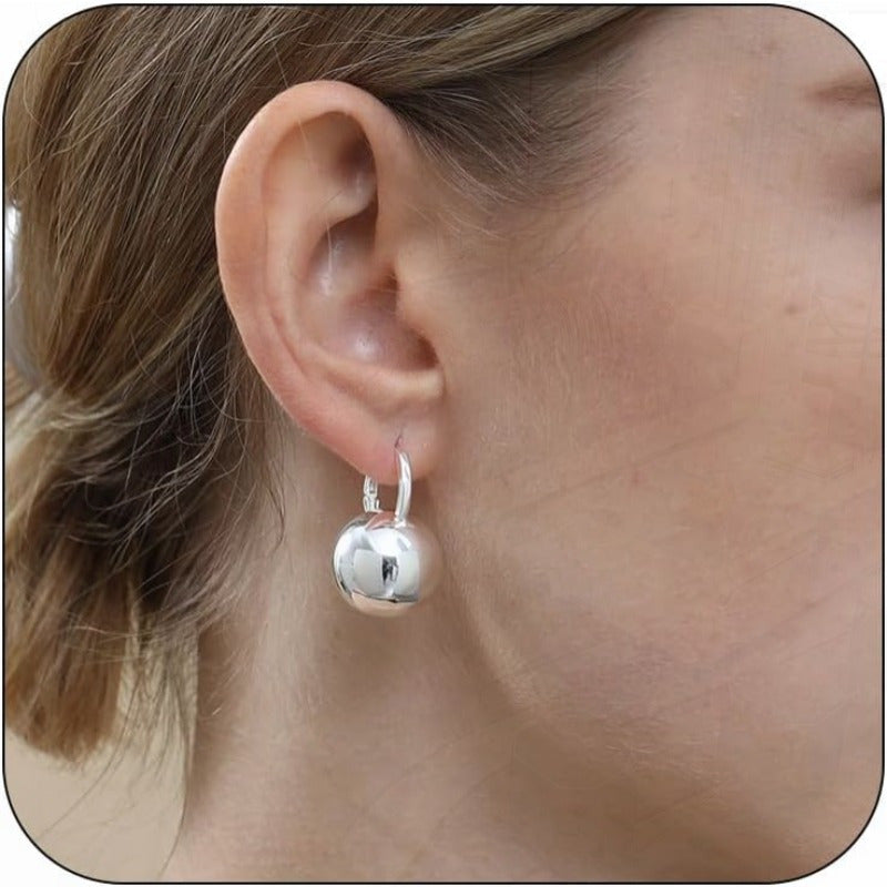 Ascona Golden Silvery Hoop Earrings Golden Ball Drop Dangle Earrings for Women Hypoallergenic Lightweight Earrings