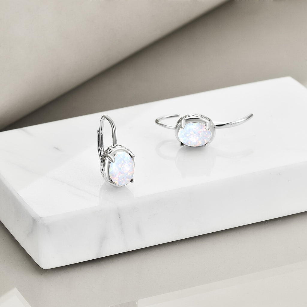 YFN 925 Sterling Silvery Opal Earrings for Women