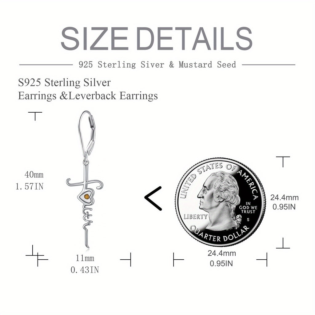 Cross Earrings for Women 925 Sterling Silver Mustard Seed Earrings for Women Hope Jewelry