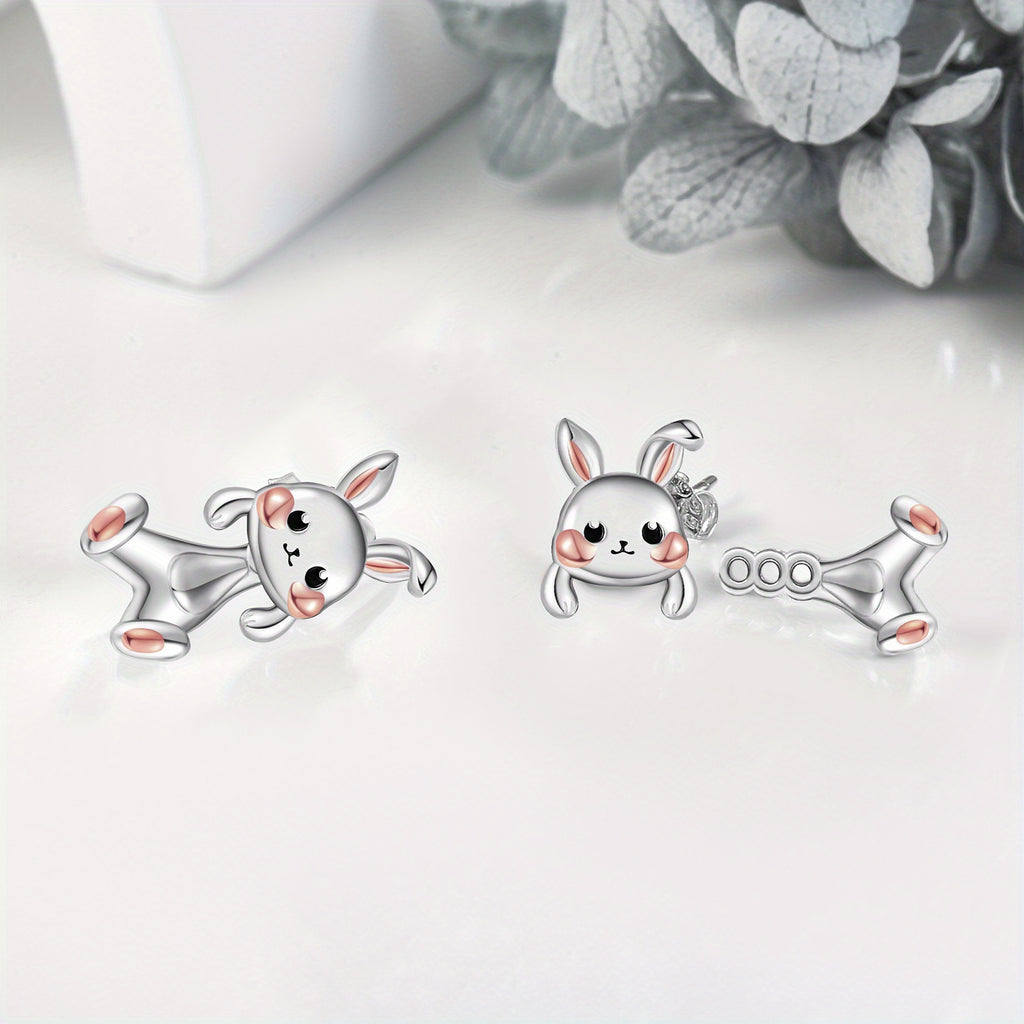 Bunny Earrings for Women 925 Sterling Silvery Rabbit Earrings Bunny Jewelry Animal Earrings Stud Gifts