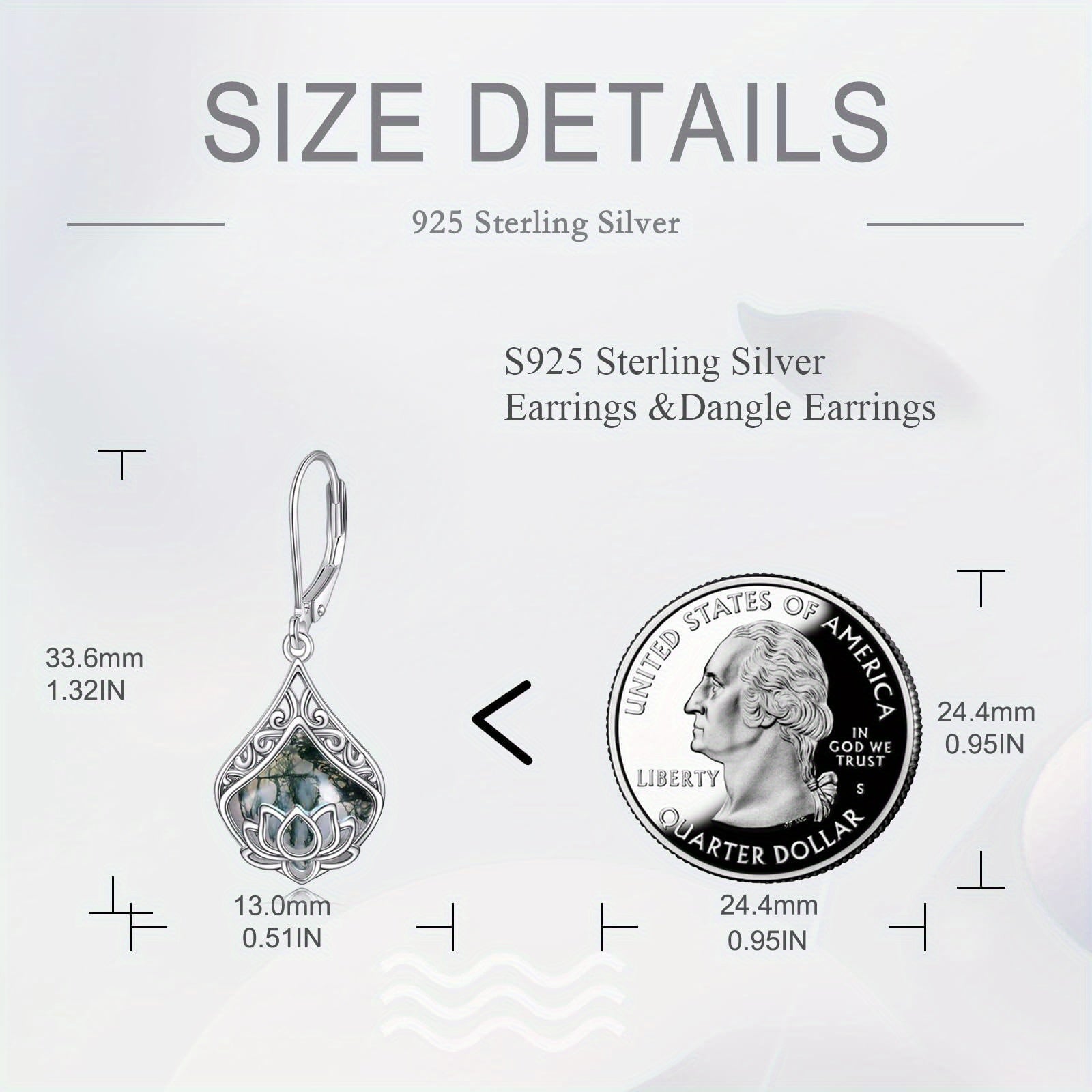 Lotus Flower Earrings 925 Sterling Silver Teardrop Leaf Moss Agate Dangle Earrings for Women Lotus Jewelry Birthday
