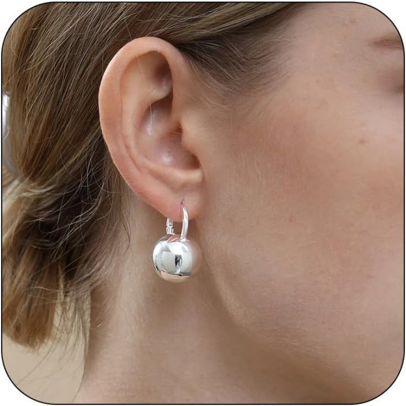 Ascona Golden Silvery Hoop Earrings Golden Ball Drop Dangle Earrings for Women Hypoallergenic Lightweight Earrings