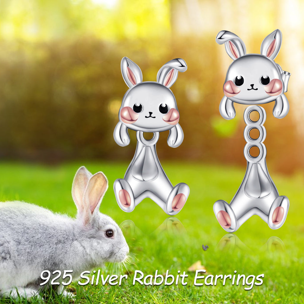 Bunny Earrings for Women 925 Sterling Silvery Rabbit Earrings Bunny Jewelry Animal Earrings Stud Gifts