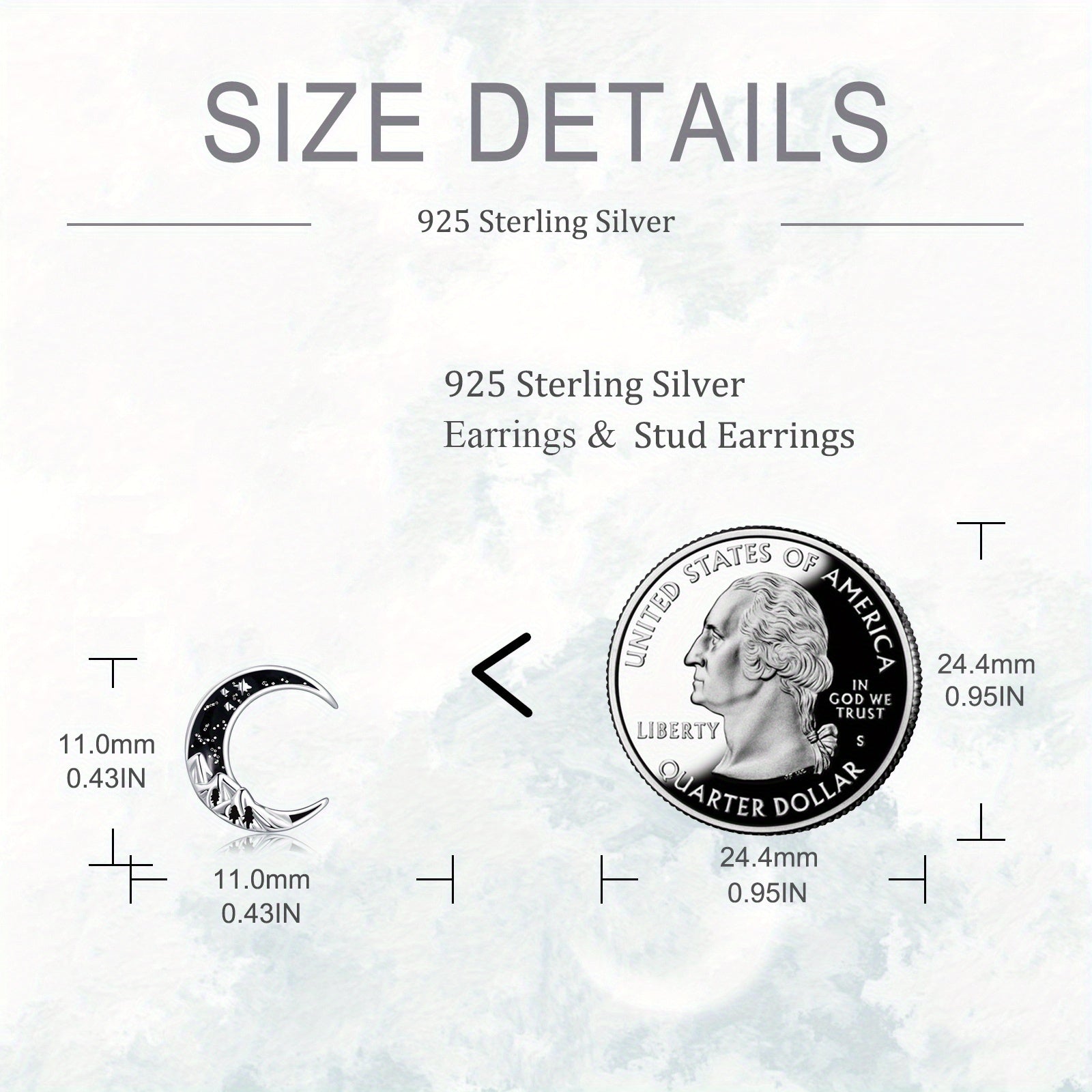 Black Mountain Moon Earrings for Women 925 Sterling Silvery Moon Stud Earrings Moon Jewelry